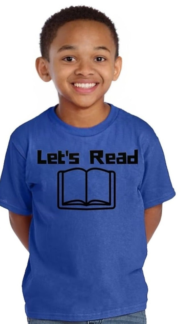' Let's Read ' Tee -Royal Blue